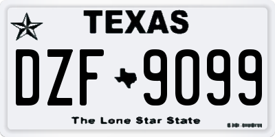 TX license plate DZF9099