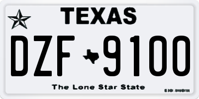 TX license plate DZF9100