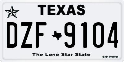 TX license plate DZF9104