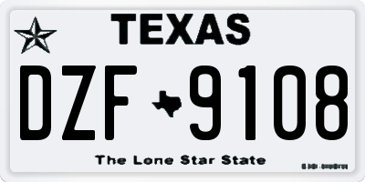 TX license plate DZF9108