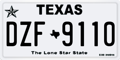 TX license plate DZF9110