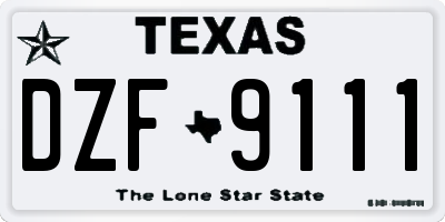 TX license plate DZF9111