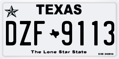 TX license plate DZF9113