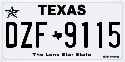 TX license plate DZF9115