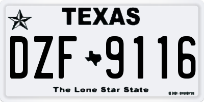 TX license plate DZF9116