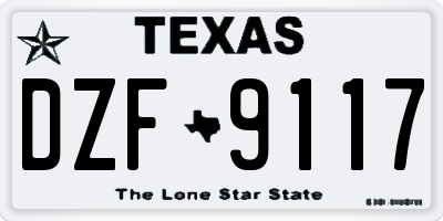TX license plate DZF9117