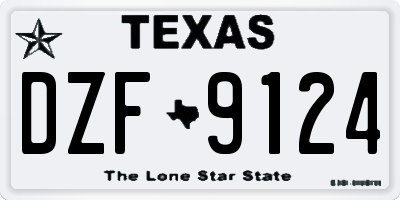 TX license plate DZF9124