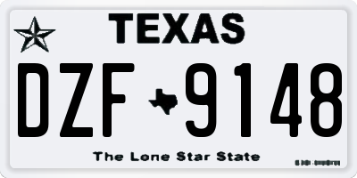 TX license plate DZF9148