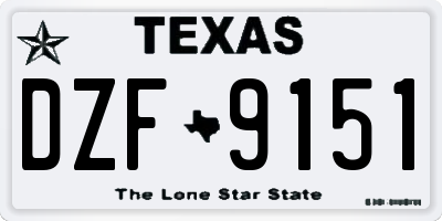 TX license plate DZF9151
