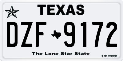TX license plate DZF9172