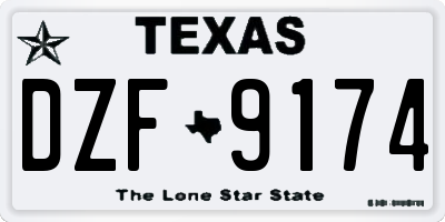 TX license plate DZF9174