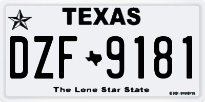 TX license plate DZF9181