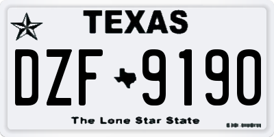 TX license plate DZF9190
