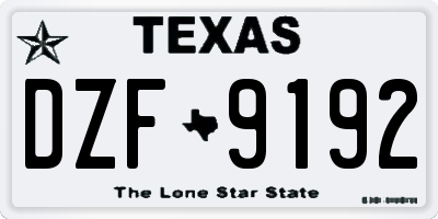 TX license plate DZF9192