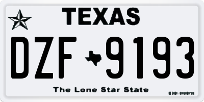 TX license plate DZF9193