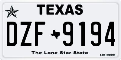 TX license plate DZF9194