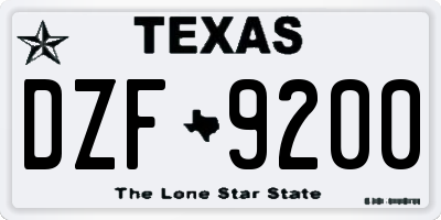 TX license plate DZF9200