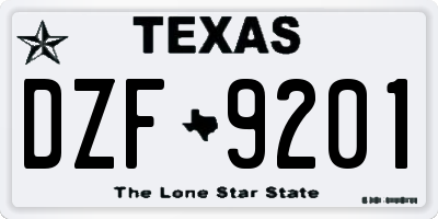 TX license plate DZF9201