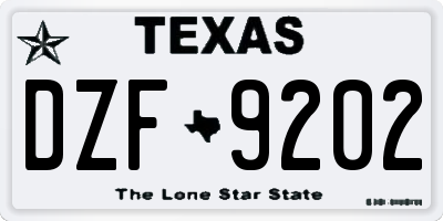 TX license plate DZF9202