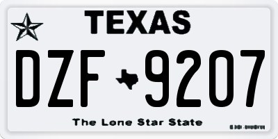 TX license plate DZF9207