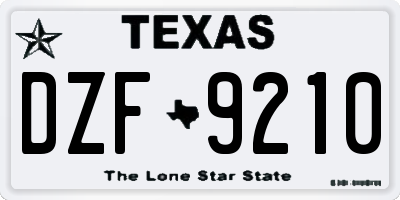 TX license plate DZF9210