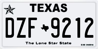 TX license plate DZF9212