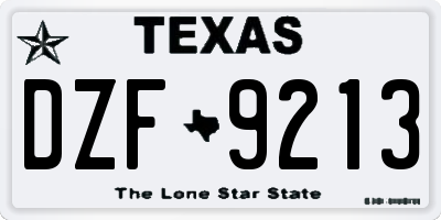 TX license plate DZF9213