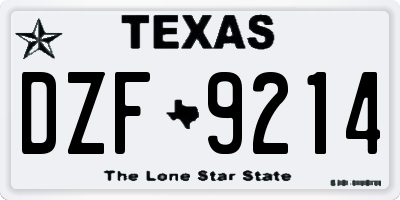 TX license plate DZF9214