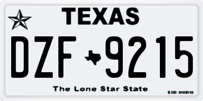 TX license plate DZF9215