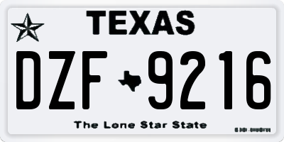 TX license plate DZF9216