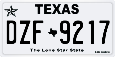 TX license plate DZF9217