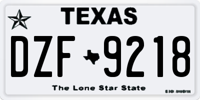 TX license plate DZF9218
