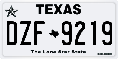 TX license plate DZF9219