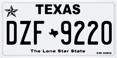 TX license plate DZF9220