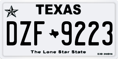 TX license plate DZF9223