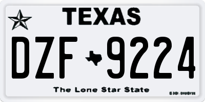 TX license plate DZF9224