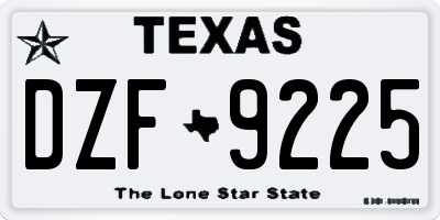TX license plate DZF9225
