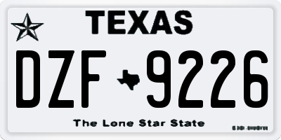 TX license plate DZF9226