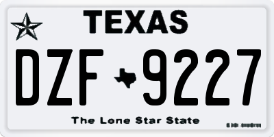 TX license plate DZF9227