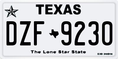 TX license plate DZF9230