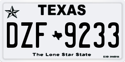 TX license plate DZF9233