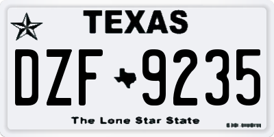 TX license plate DZF9235