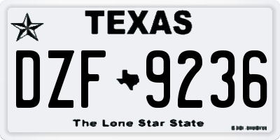TX license plate DZF9236