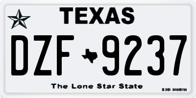 TX license plate DZF9237
