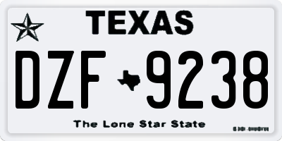 TX license plate DZF9238