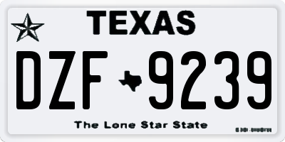 TX license plate DZF9239