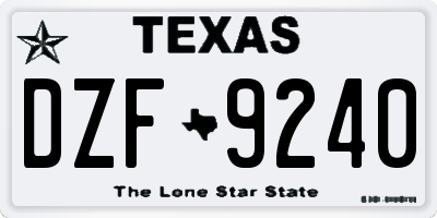 TX license plate DZF9240