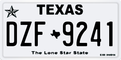 TX license plate DZF9241