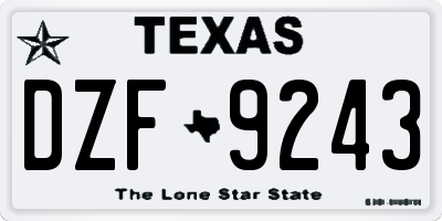 TX license plate DZF9243