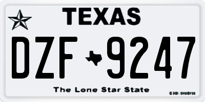 TX license plate DZF9247